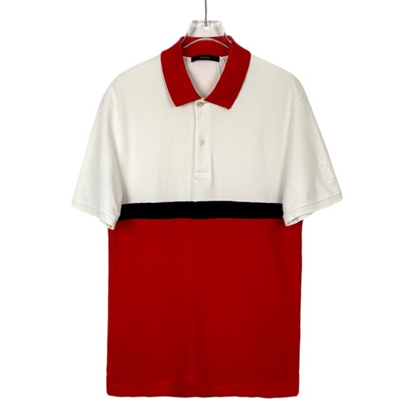 H9563 Gucci red and white color matching logo embroidered cotton short-sleeved p